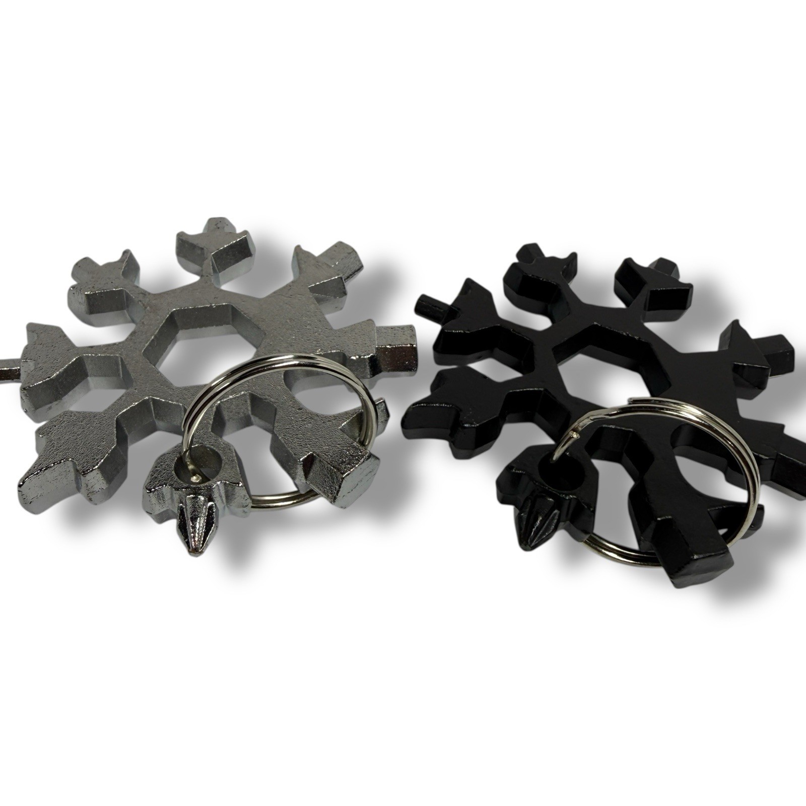 2 Pk 18-in-1 Snowflake Multi-Tool Stainless Steel Portable Screwdriver Keychain