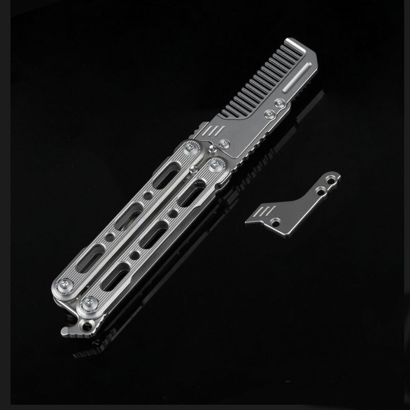 Outdoor Titanium Pocket Folded Comb Replaceable Blade Portable Practice EDC Tool
