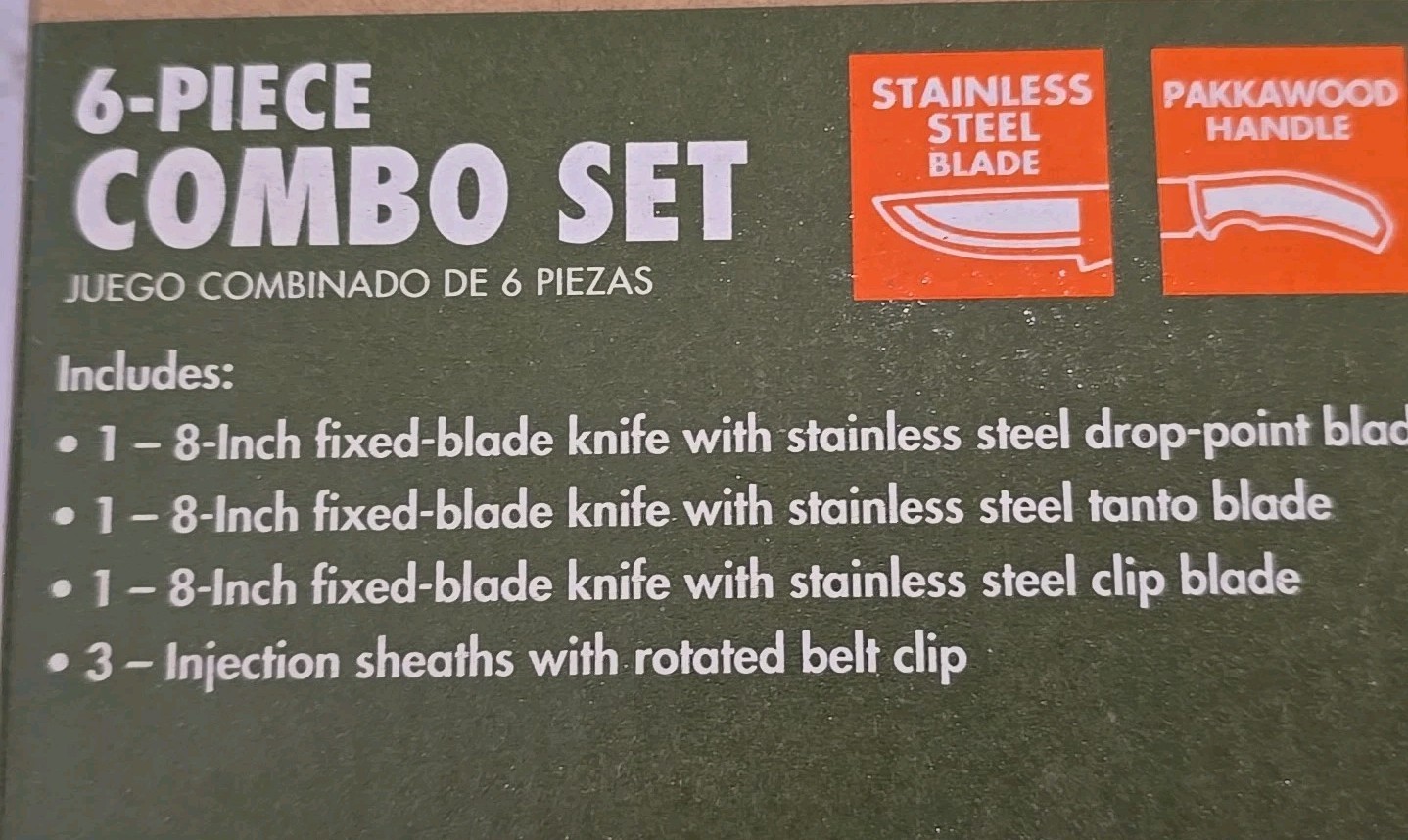 Ozark Trail 6 Pieces Hunting Knives Set, 3- 8 inch Fixed Blade Knife, 3 Sheaths