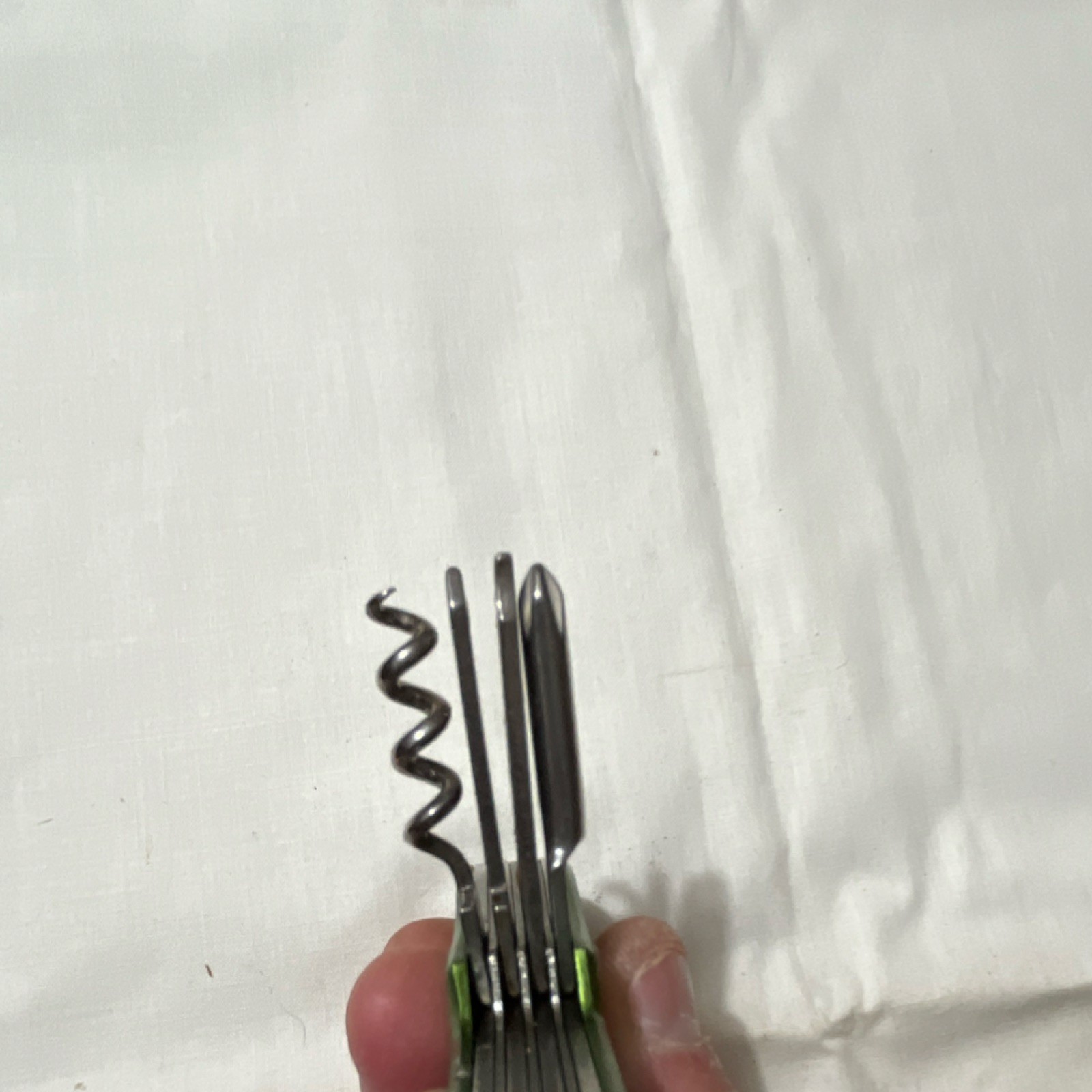 Columbia Multi-Tool Knife Stainless Steel Green Silver Scissors Corkscrew