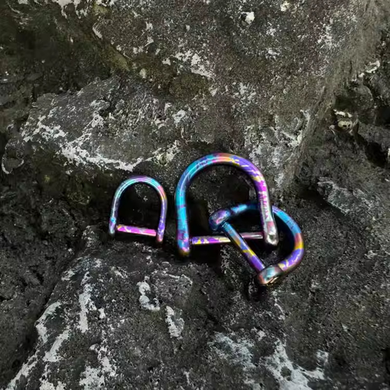 Titanium Alloy D Key Ring Screw Shackle Car Keychain Colorful Horseshoe Buckle