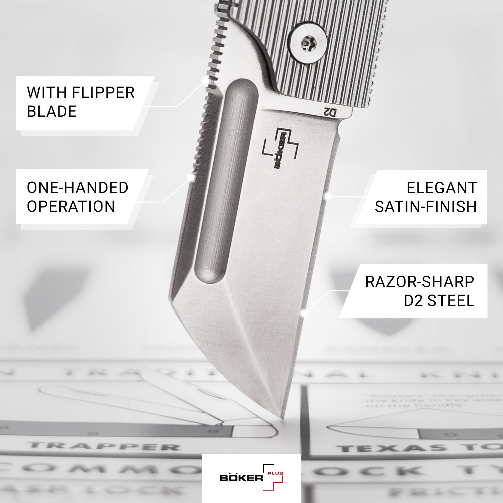 BOKER PLUS BabyX Flipper Steel – Ball-Bearing EDC Mini Pocket Knife with D2 S…