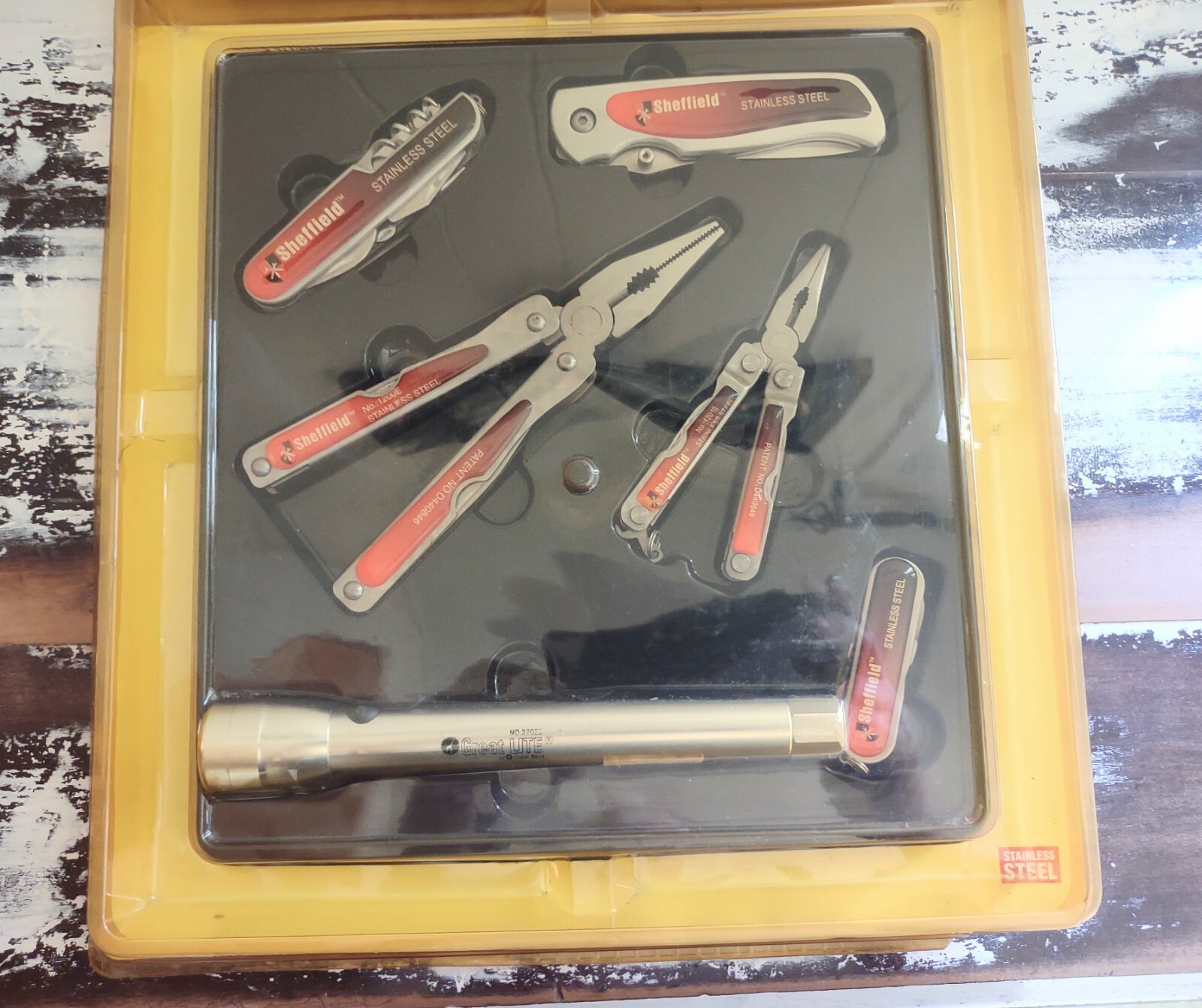 Vtg Sheffield #122703 6 Piece Multi Function Tool Kit Belt Pouch NOS Circa 1990s