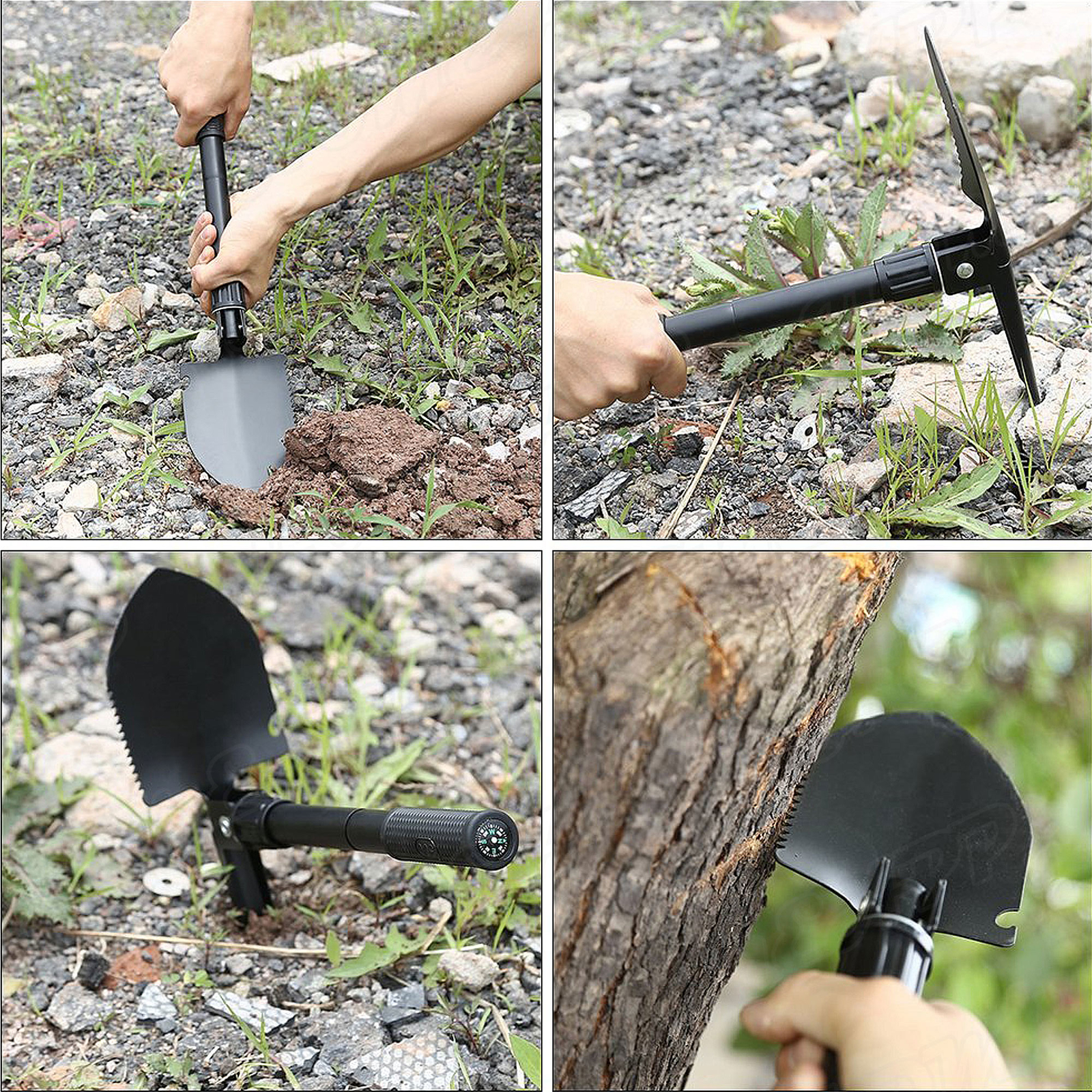 Survival Folding Shovel Outdoor Garden Camping Hiking Spade Foldable/Black