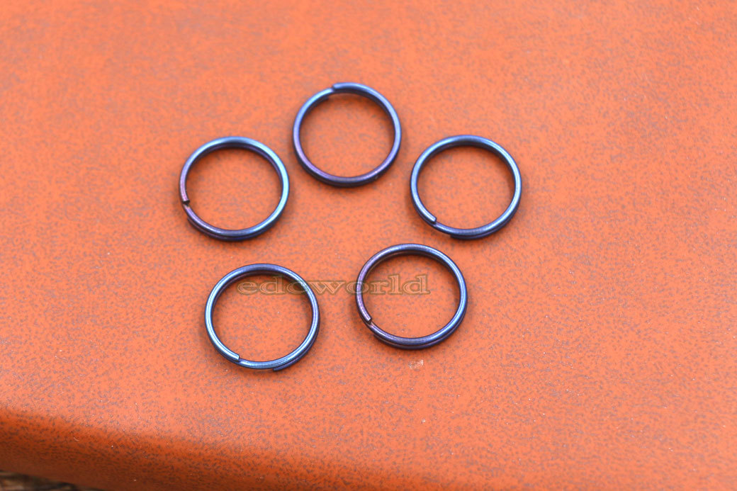 5PCS Titanium Alloy Concise Round Key Ring Key Chain Outdoor Pendant EDC Tool
