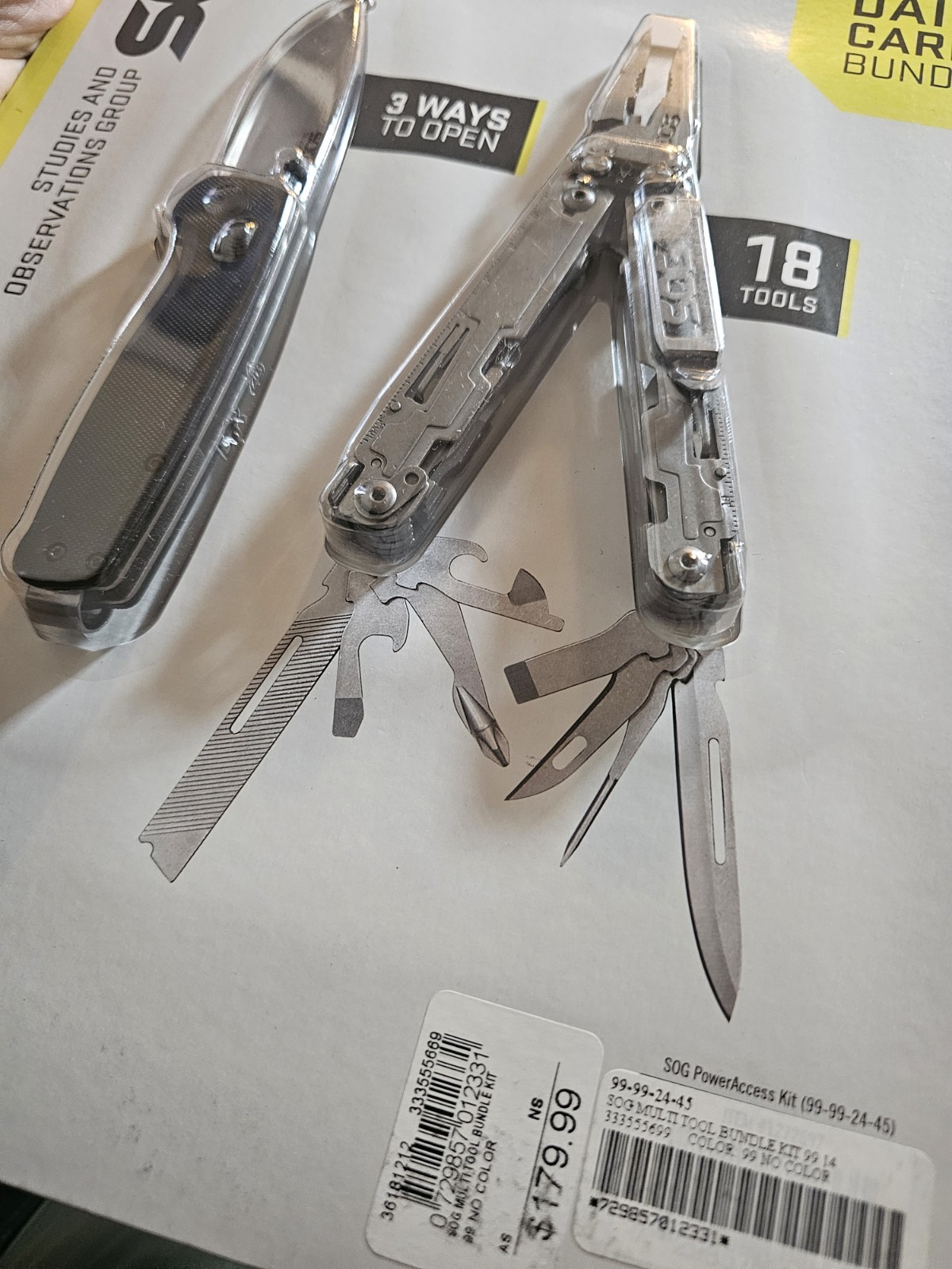 NEW SOG 99-99-24-45 PowerAccess Multi-Tool KNIFE COMBO SET WITH TERMINUS XR