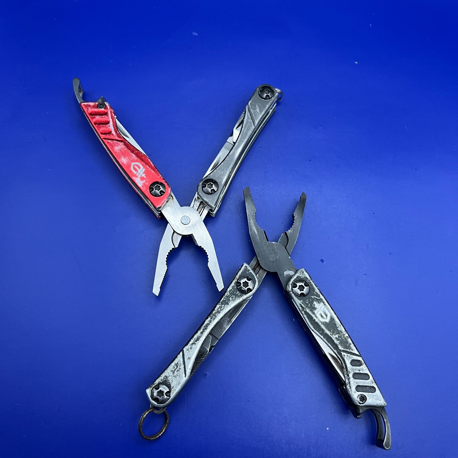 Lot of 2 Gerber Dime Multi-Tools Small Keychain Pliers Knife File Scissors