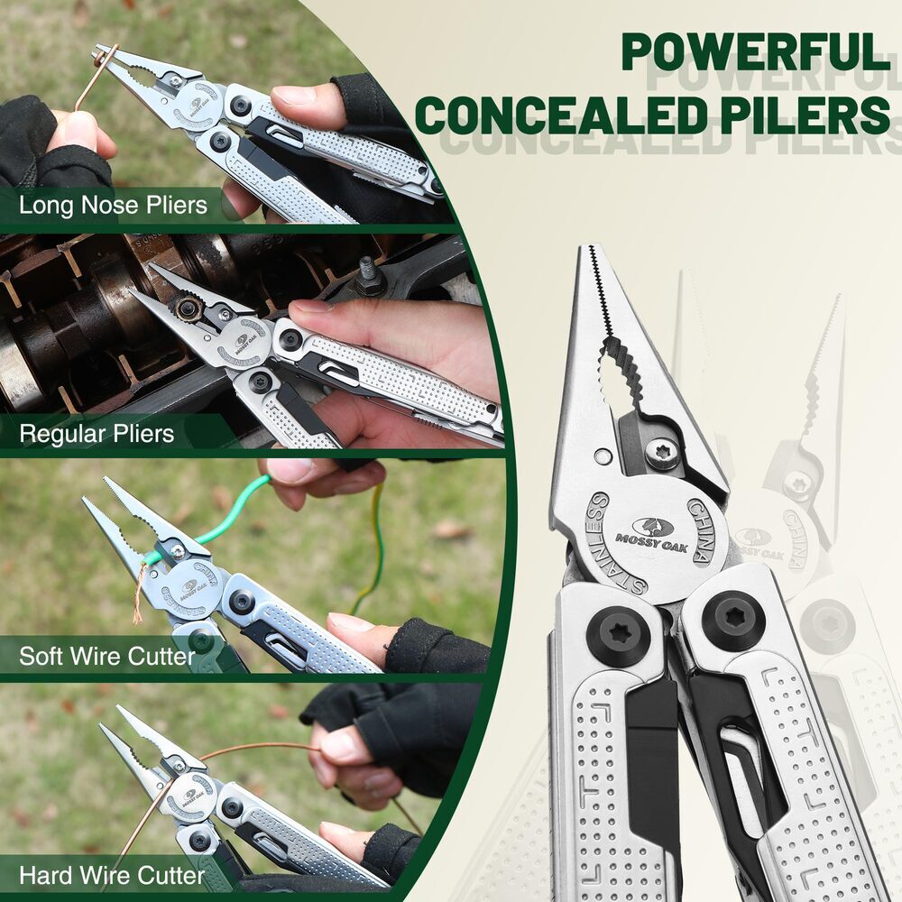 MOSSY OAK 20-in-1 Multitool Stainless Steel Multi Tool Plier Self-locking Pliers