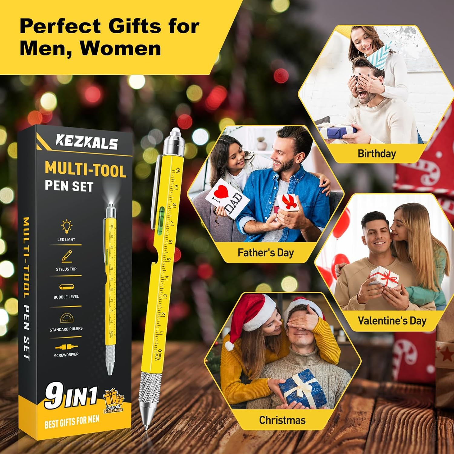 9 in 1 Multitool Pen LED Light Screwdriver Stylus Level Gift Tool Gadget