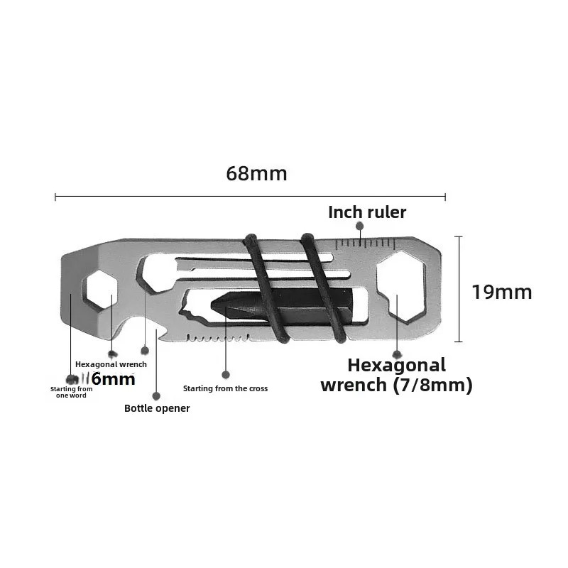 Outdoor EDC Gadget, Keychain Pendant Multi-Functional Combination, Mini Crowbar,