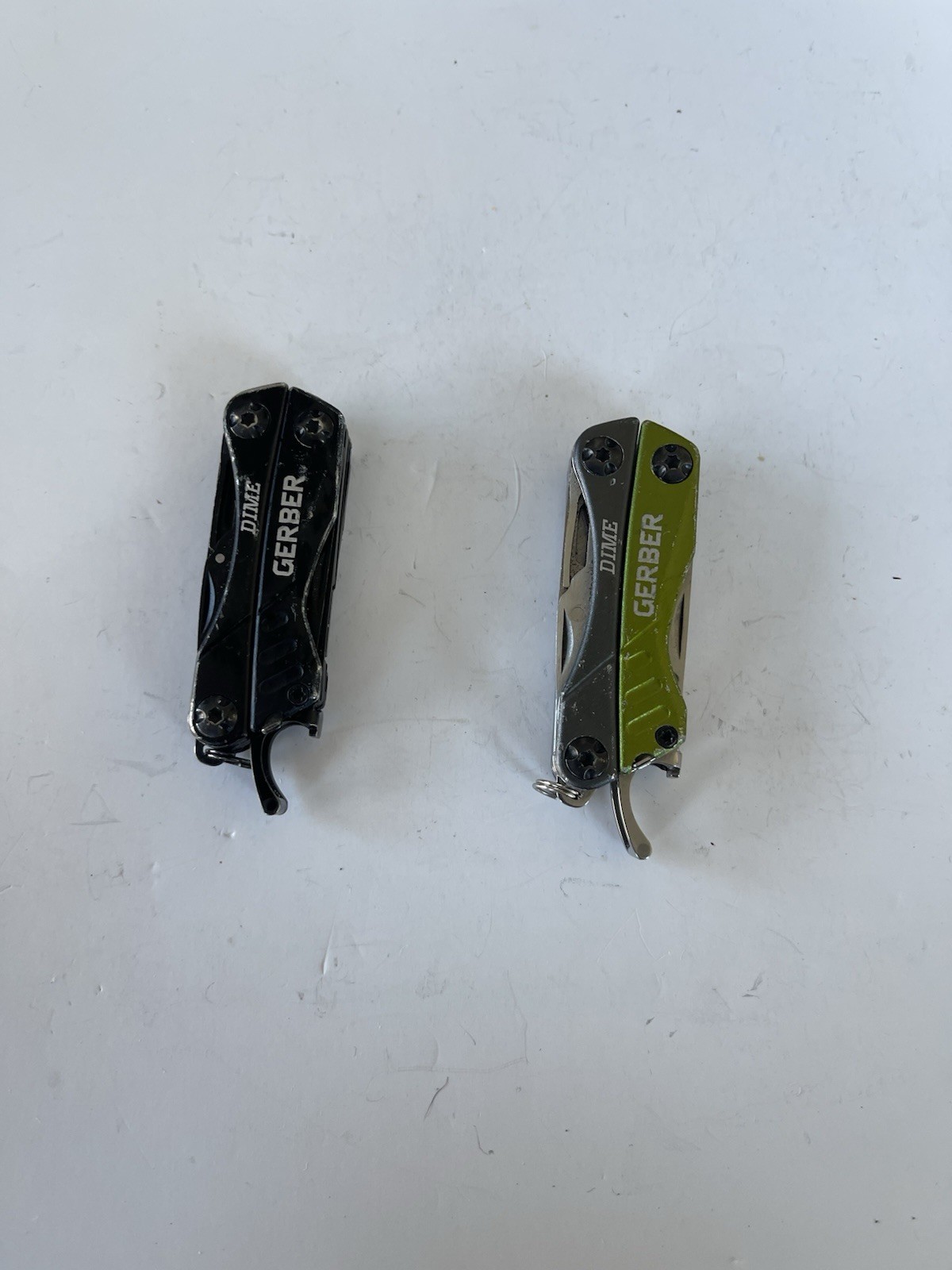 Lot 2 Gerber Dime Mini Multitools, Green / Black, Plain Edge, Scissors Fast Ship