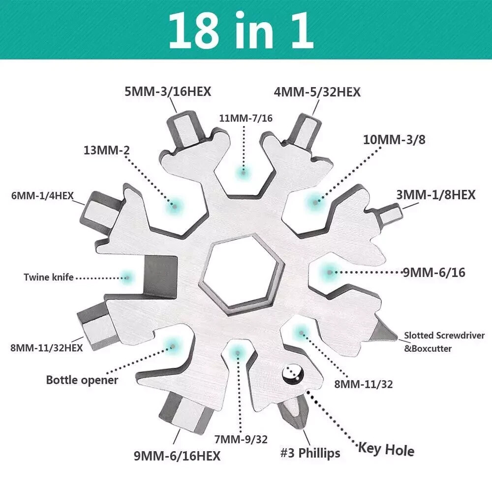 18in1 Snowflake Multitool Screwdriver Stainless Steel 181 Multitool Snow Tool Gi