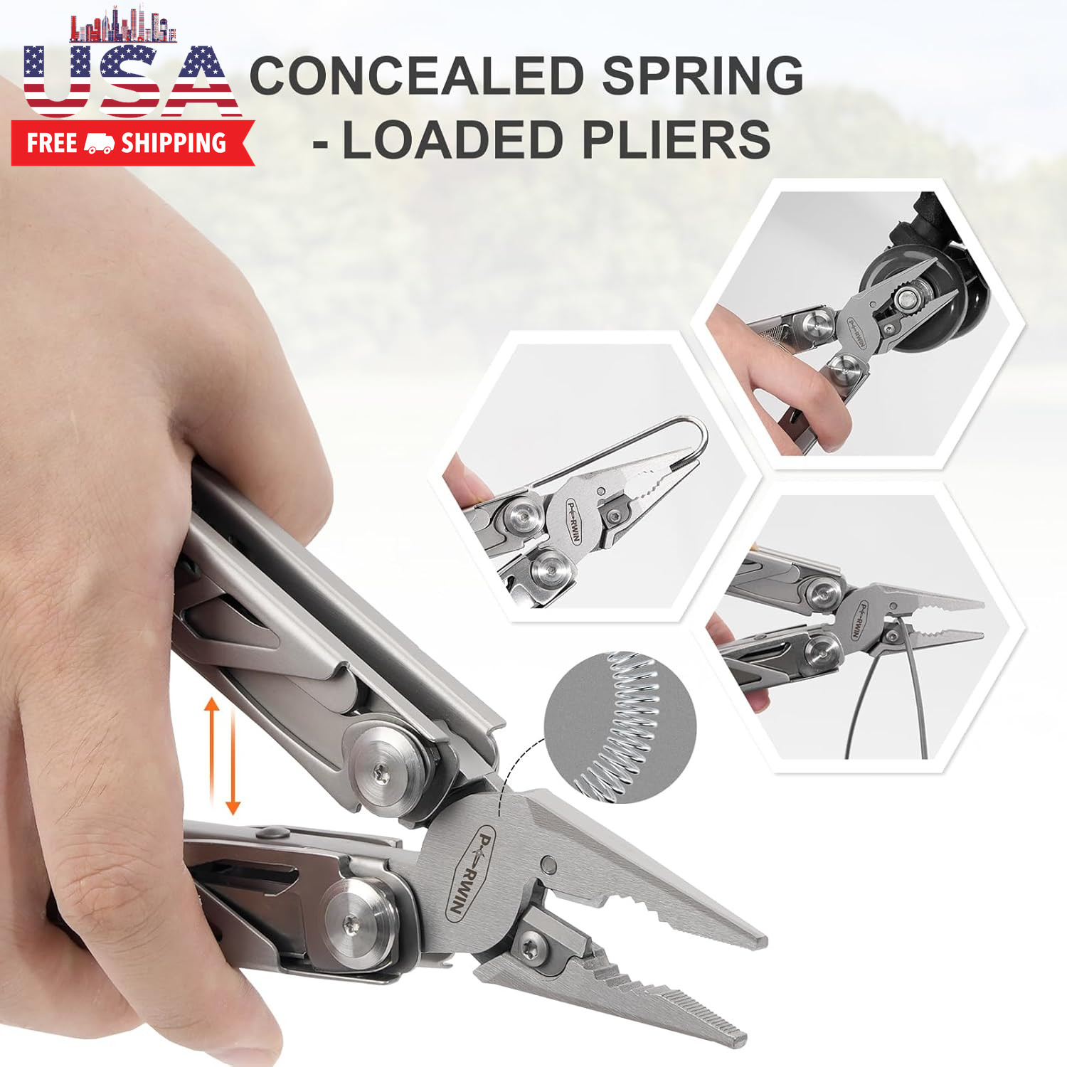 Multitool, 17-In-1 Stainless Steel Multi Tool Pliers with Self-Locking, Pocket K