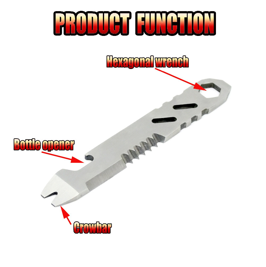 1pc Mini Stainless Steel EDC Crowbar Multi-Function Allen Wrench Bottle Opener
