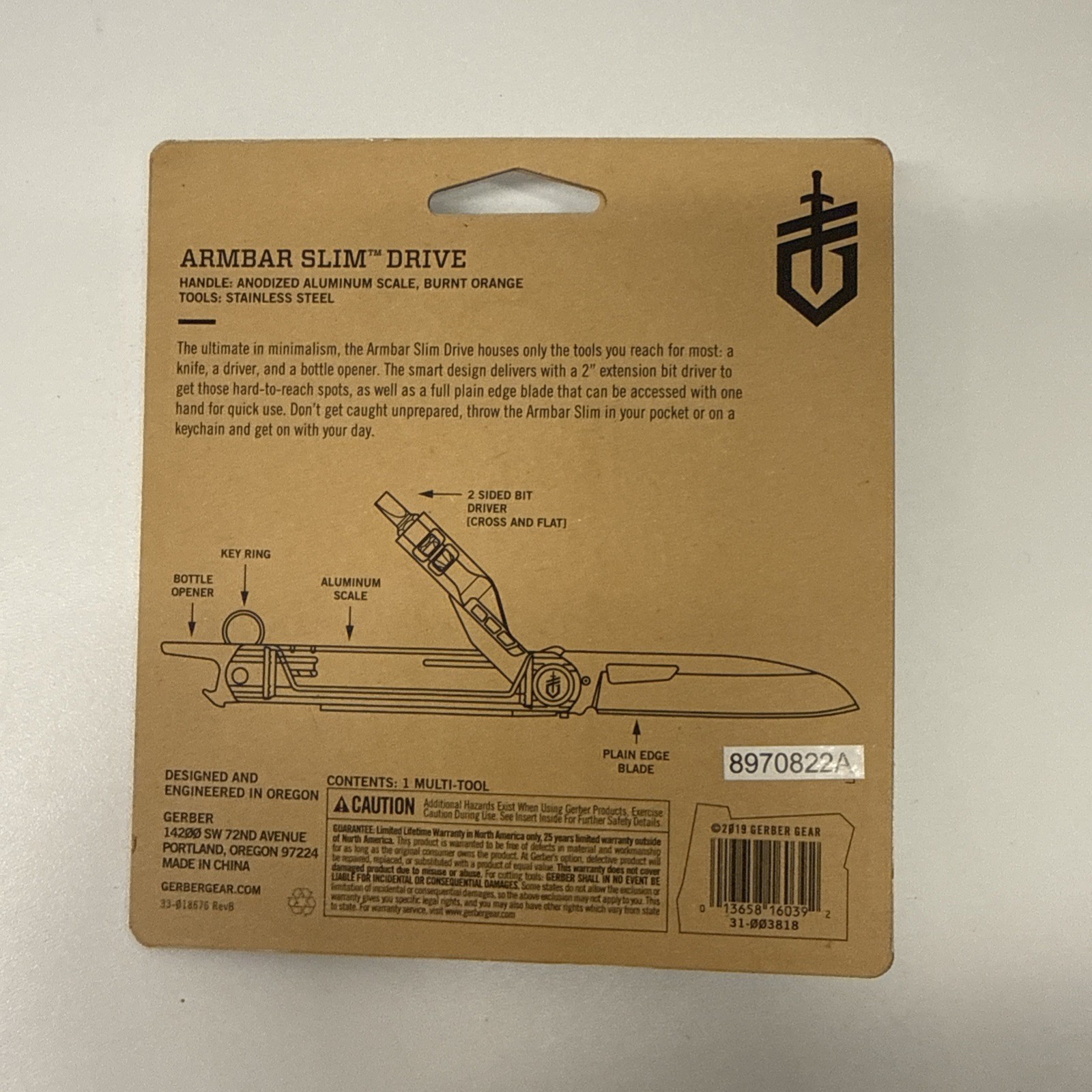 Gerber Armbar Slim Drive Multi-Tool 2.5 ” SS Blade 2 Sided Screwdriver 2.5 OZ