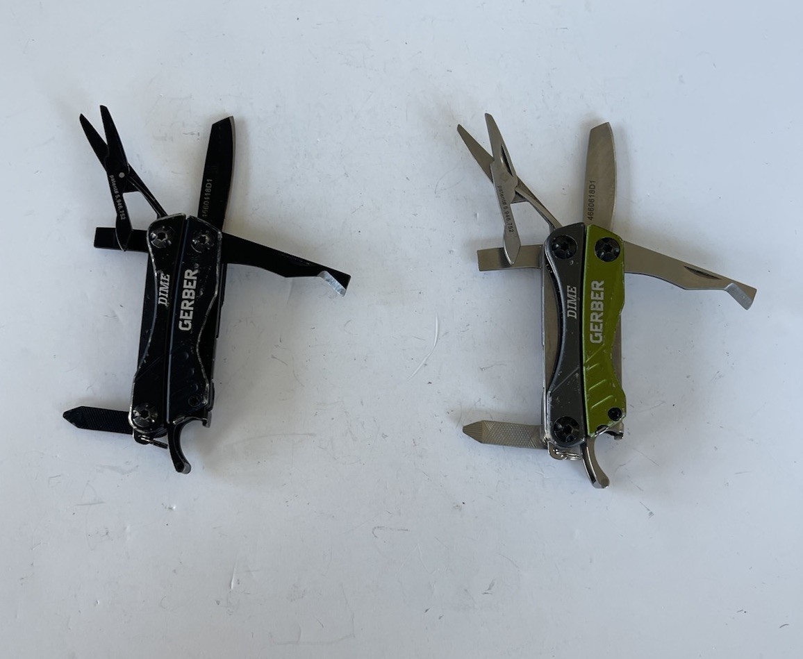 Lot 2 Gerber Dime Mini Multitools, Green / Black, Plain Edge, Scissors Fast Ship