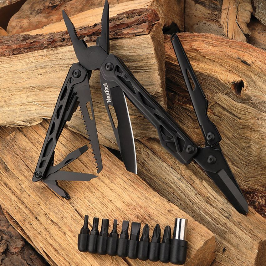 NexTool Black Knight Multi Tool ~12 Varied Tools Aluminum Handles 4.25″ Closed