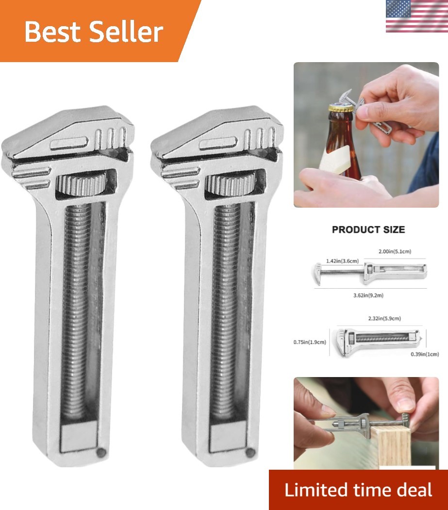 Durable Compact Titanium Multi-tool: Keychain Mini Wrench & Bottle Opener – 2pcs