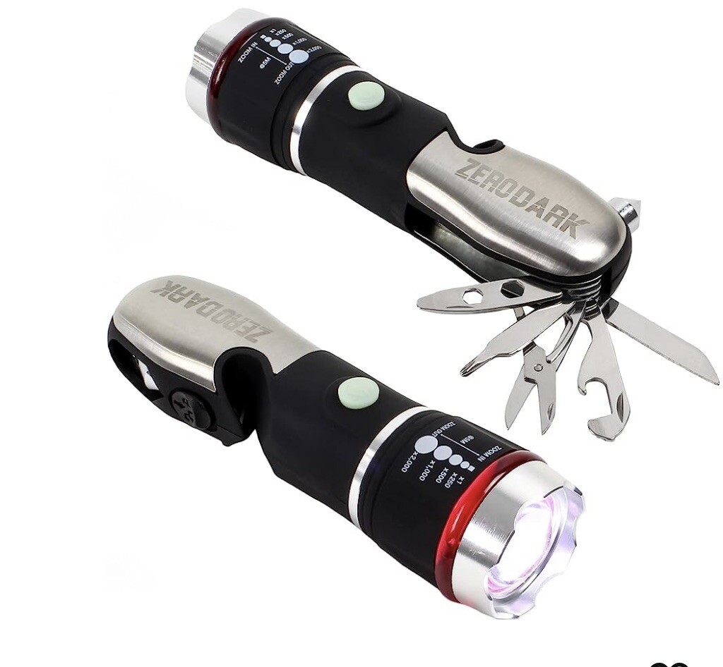 ZeroDark Pocket Knife Flashlight Multitool Car Kit with Car Window Breaker Se…