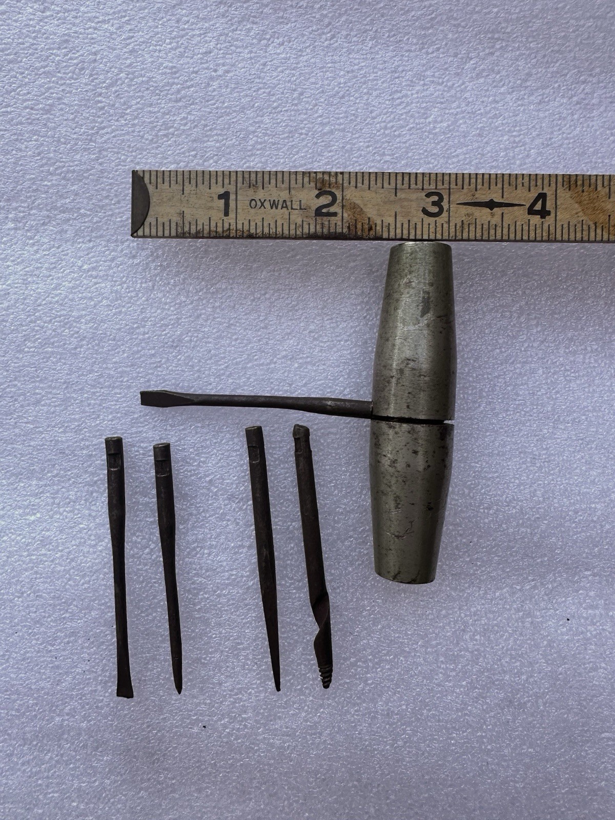 HIBBARD Pocket Multi-Tool Screwdriver Awl Drill Threaded Capsule Vintage Antique