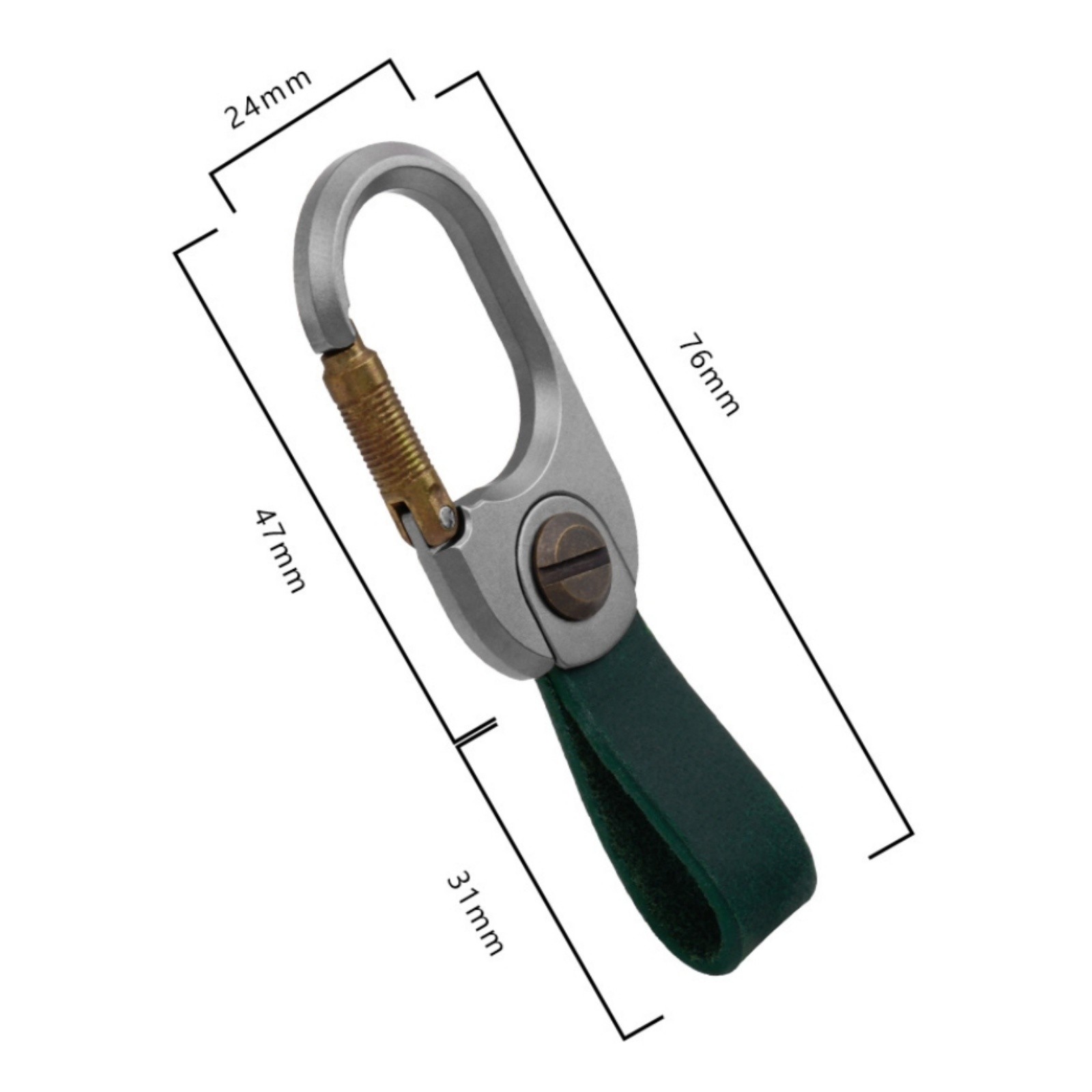 Titanium Alloy Keychain Holder Removable Key Ring Pendant with Leather Strap