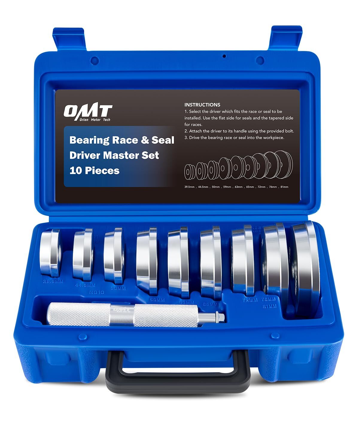Orion Motor Tech Bearing Press Kit 10pc Bearing Race and Seal Driver Set with