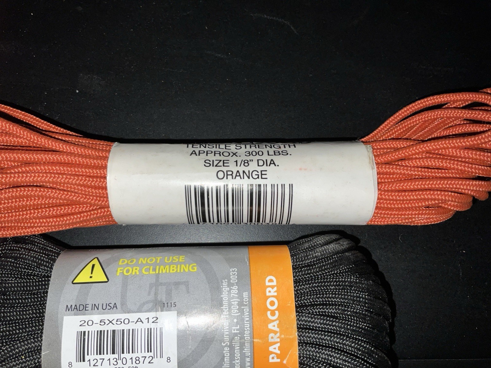 PARACORD 550 200ft (100 + 50 + 50) total UST, REI & Bass Pro Shops NEW