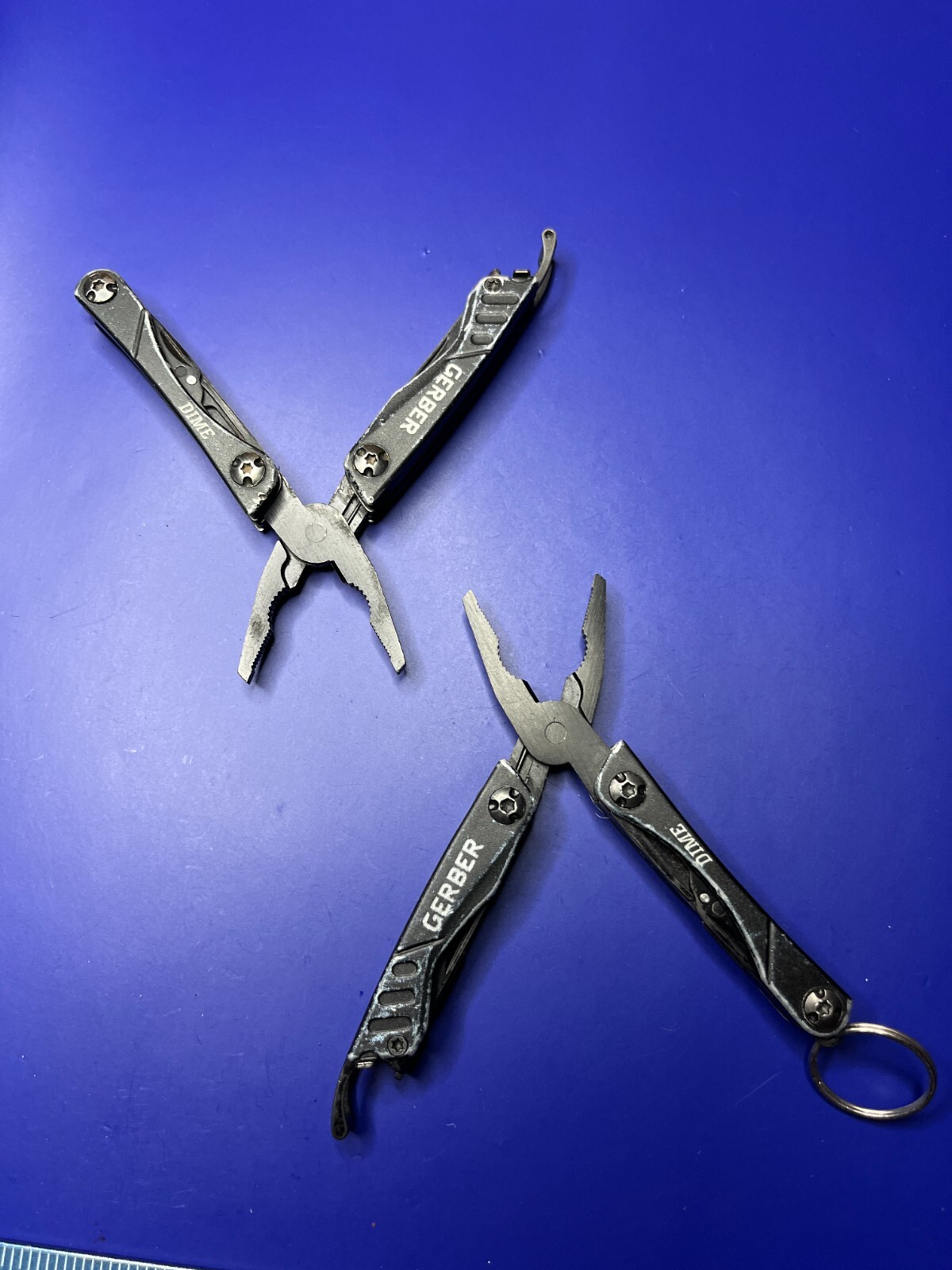 Lot of 2 Gerber Dime Multi-Tools Small Keychain Pliers Knife File Scissors