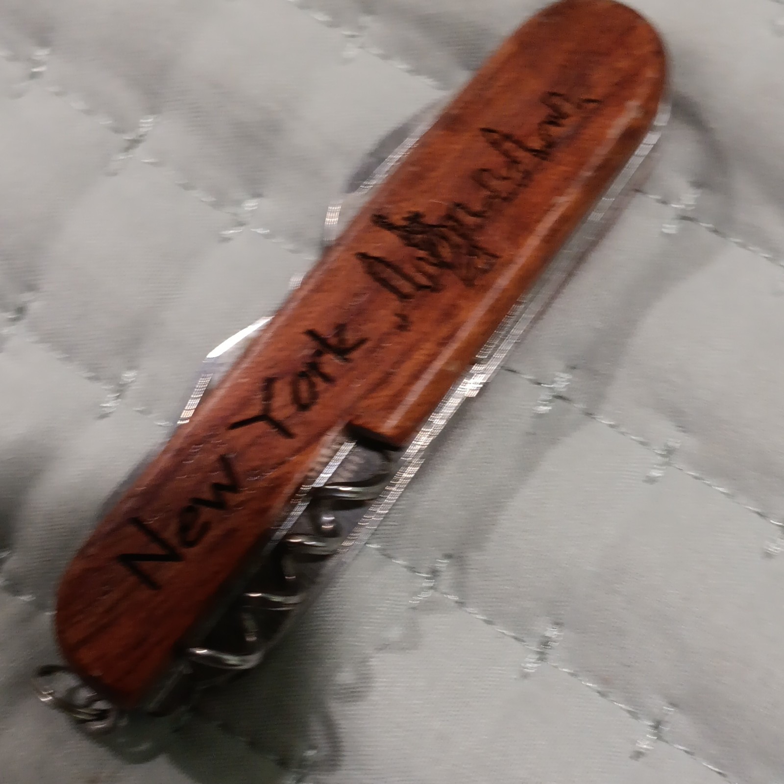 Wood Handle 7-in-1 Multi-Tool Pocket Knife Keychain New York I Love You