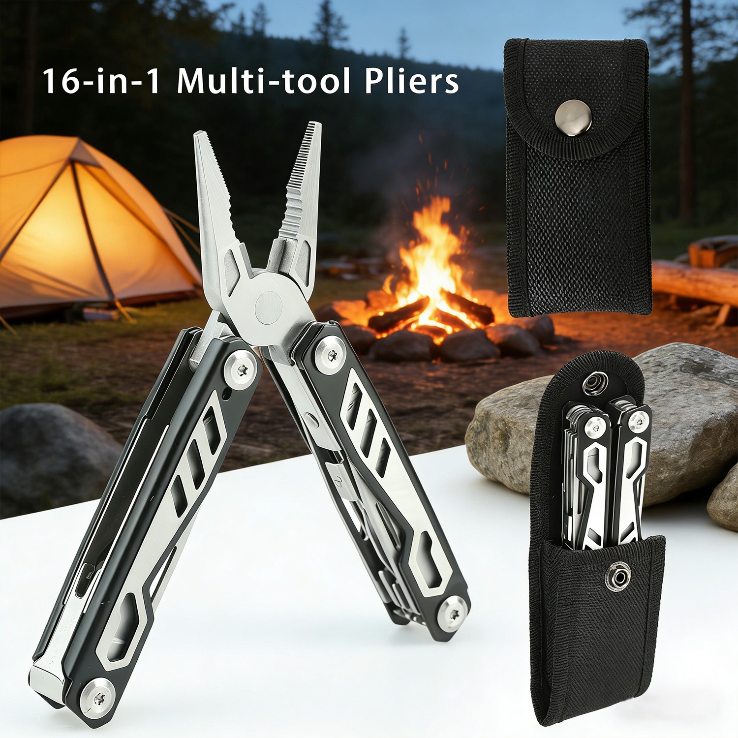 16-in-1 Multi-tool Pliers Rugged & Practical Portable Pocket Camping Tools 3.7″