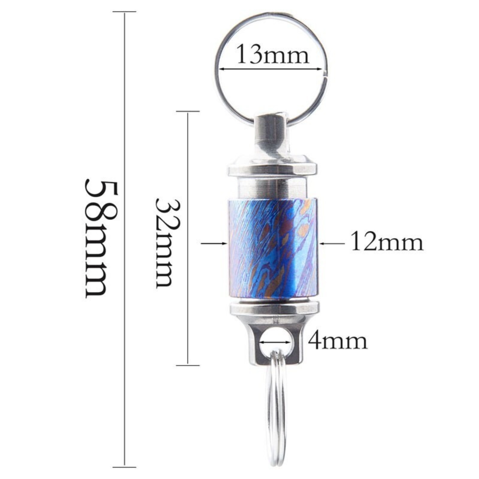 Titanium Timascus Insert Buckle Ring Portable Double Keychain Pendant EDC Tool
