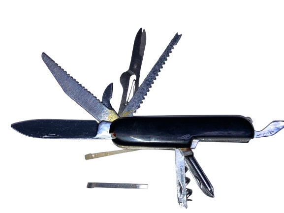 13-Function Black Camping Knife (New, Dealer Old Stock Circa 1998) K-5011B