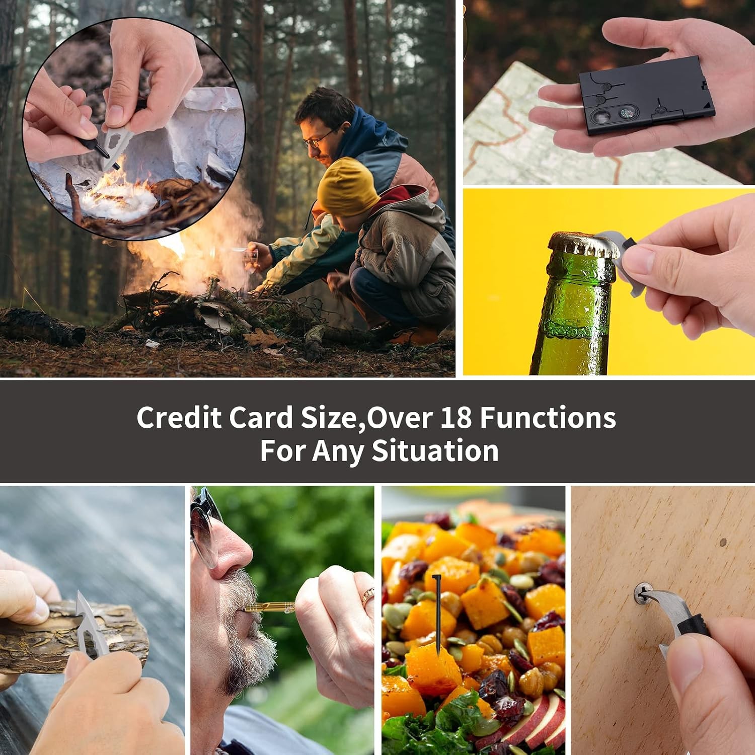 Credit Card Tool Multitool Christmas Stocking Stuffers 18 in 1 Cool Gadgets