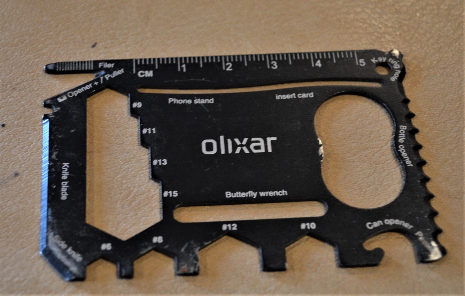 Wallet Multi Survival Tool Metal Thin Small Size Black Hunting Camping, Olixar
