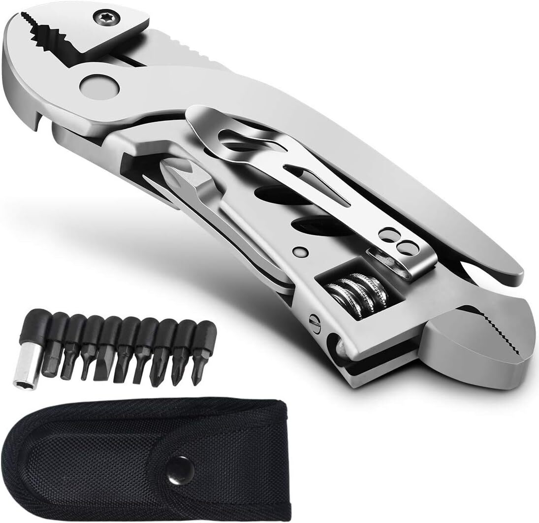 Portable 7 In 1 Silver Multitool Wrench For Camping Hiking Fishing Diy