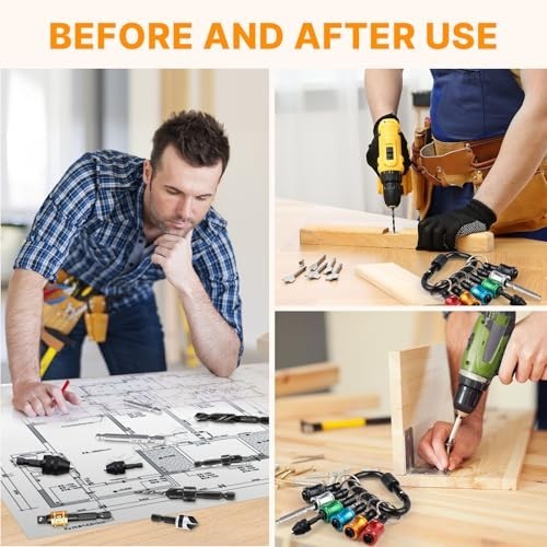 60PCS Keychain Bit Holder Set, 1/4″ Hex Drill & Screwdriver Bit Holders, Tool Gi
