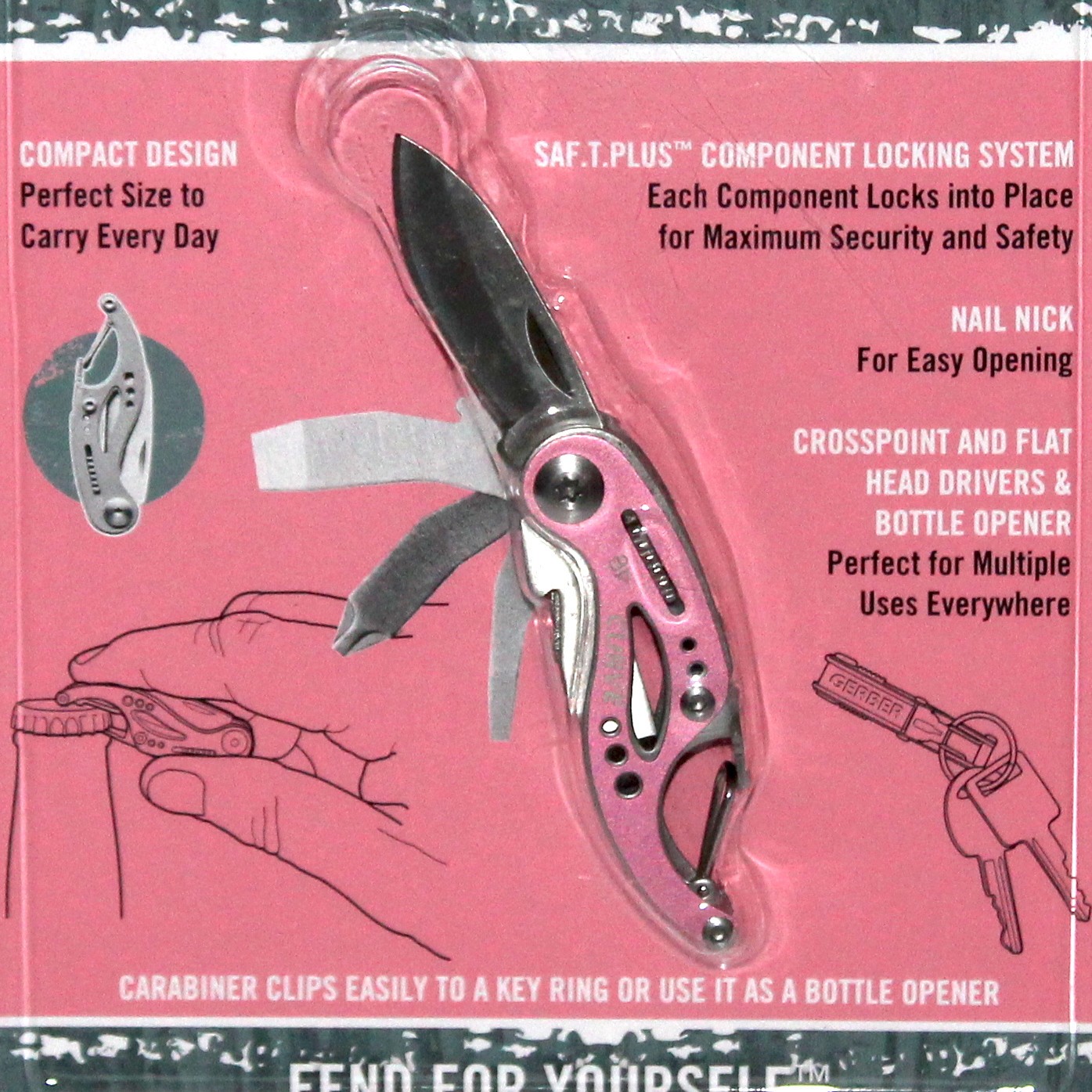 Gerber Curve Mini Tool Pink 6-in-1 pocket knife Keychain NEW Sealed