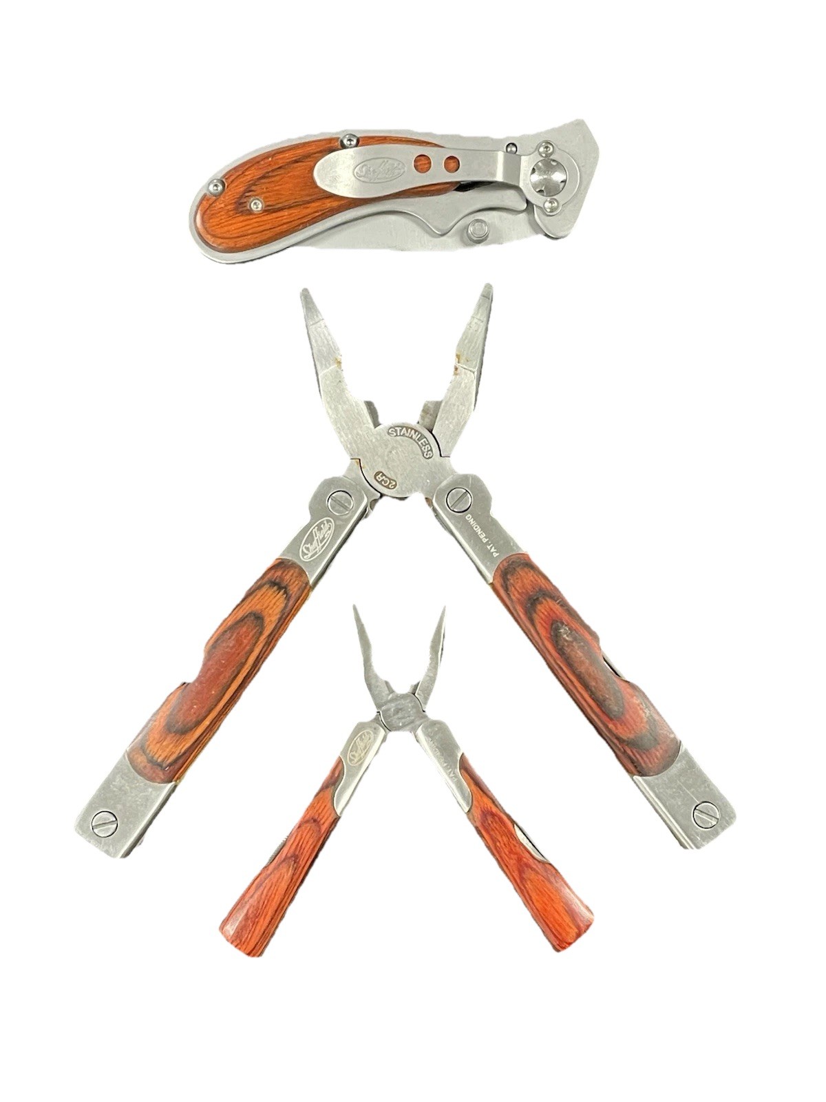 SHEFFIELD 3 PIECE ALL PURPOSE TOOL SET / 18-in-1 & 12-in-1 PLIERS, KNIFE (USED)