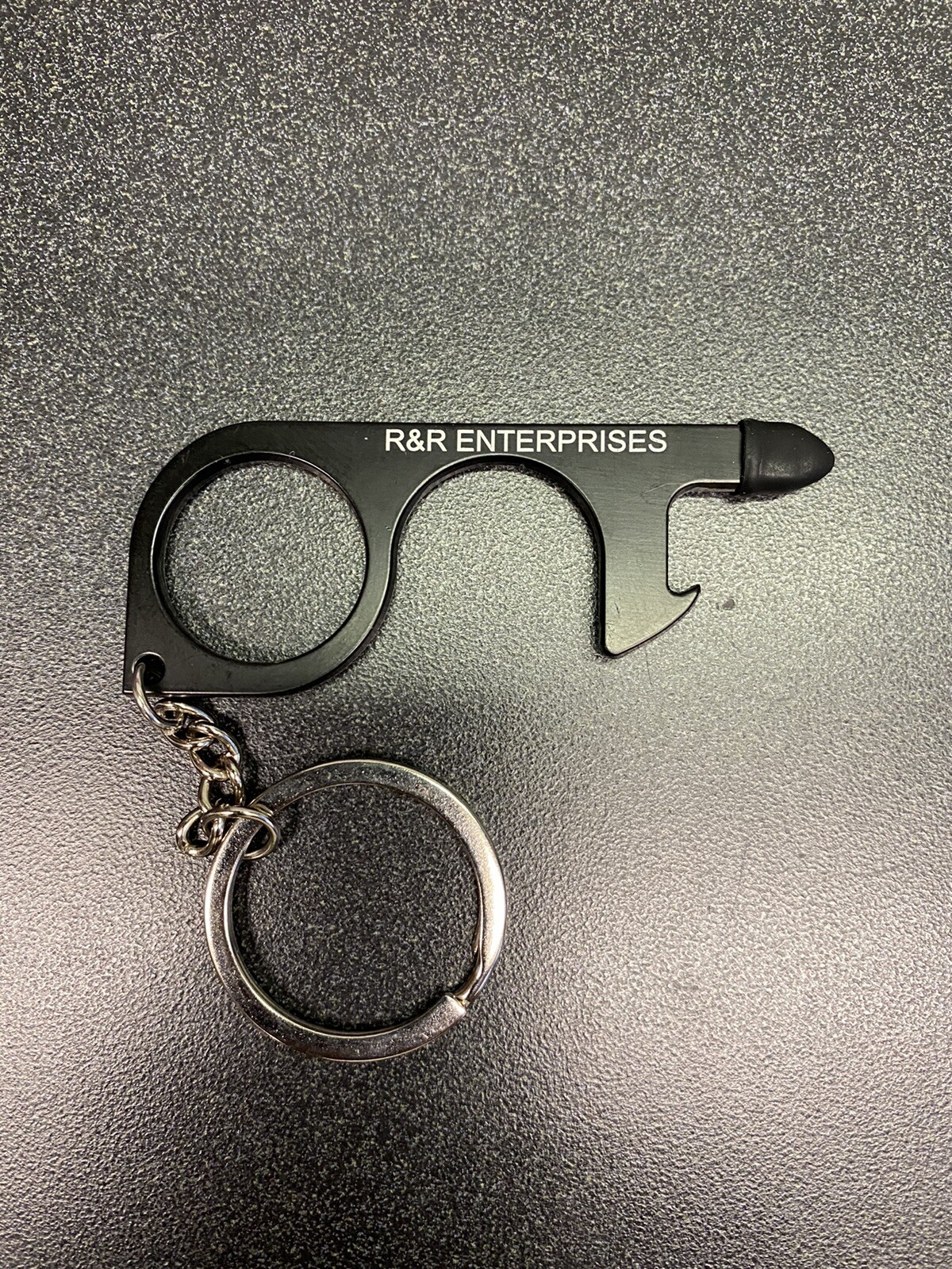 Multifunction Tool KeyChain Door Opener, Bottle Opener, Stylus, Button Pusher