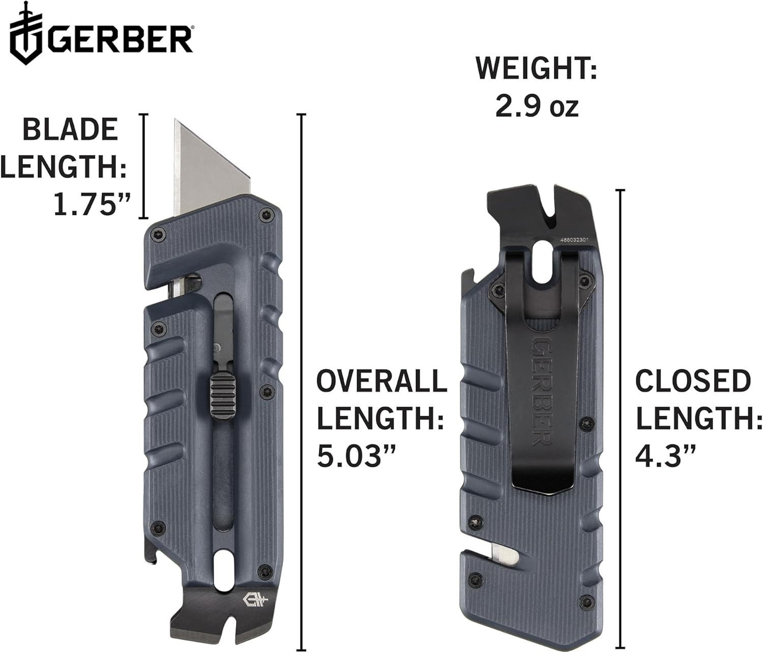 Gear Prybrid Utility Knife W/ Pocket Clip Box Cutter Retractable Blade Heavy