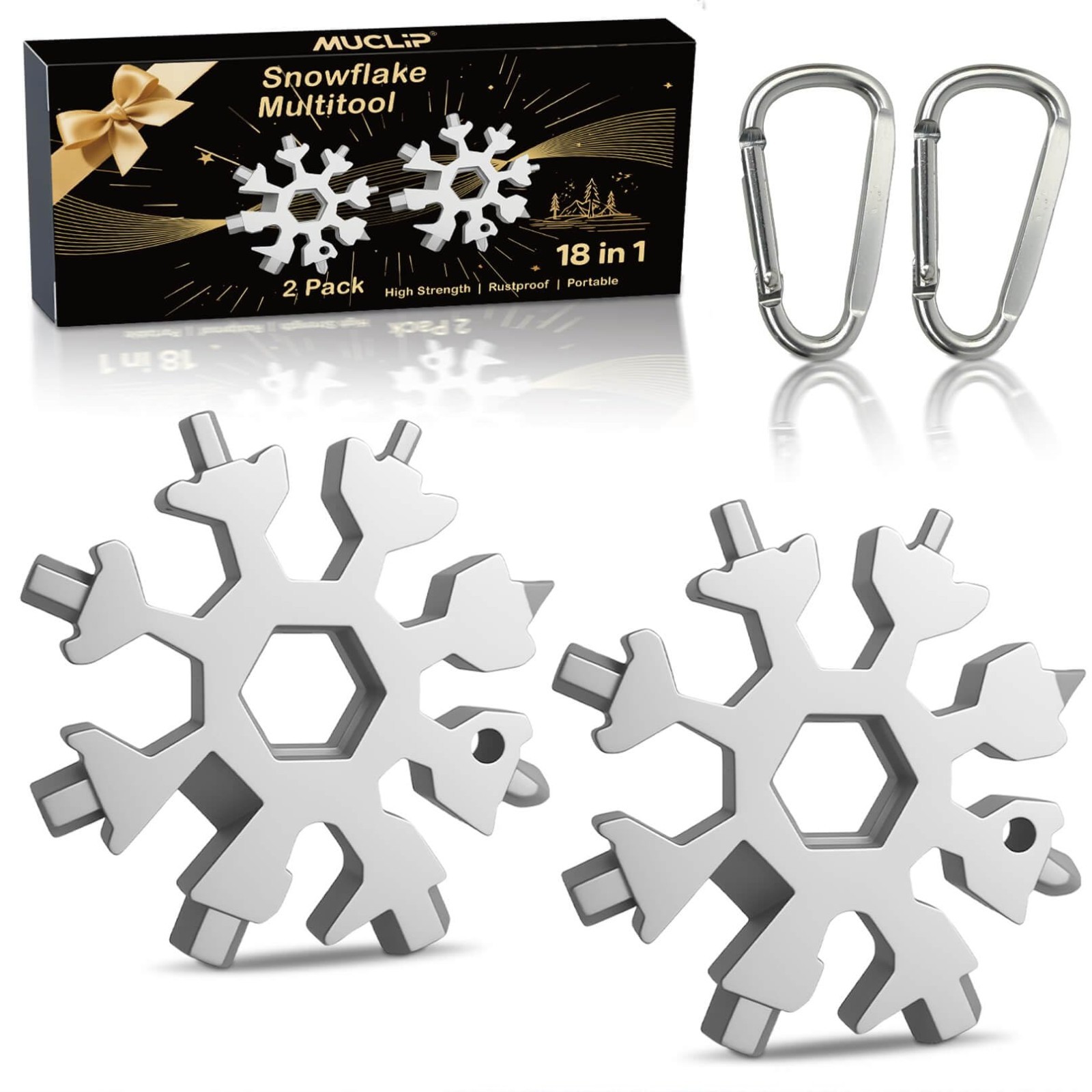 18-in-1 Snowflake Multi Tool 2 Pack – Perfect Stocking Stuffers & White Elephant