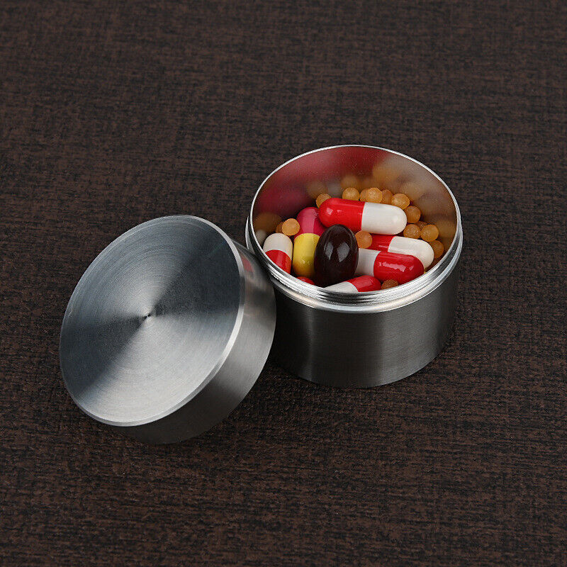 Solid Stainless Steel Waterproof Tank EDC Outdoor Travel Home Sealed Pill Case