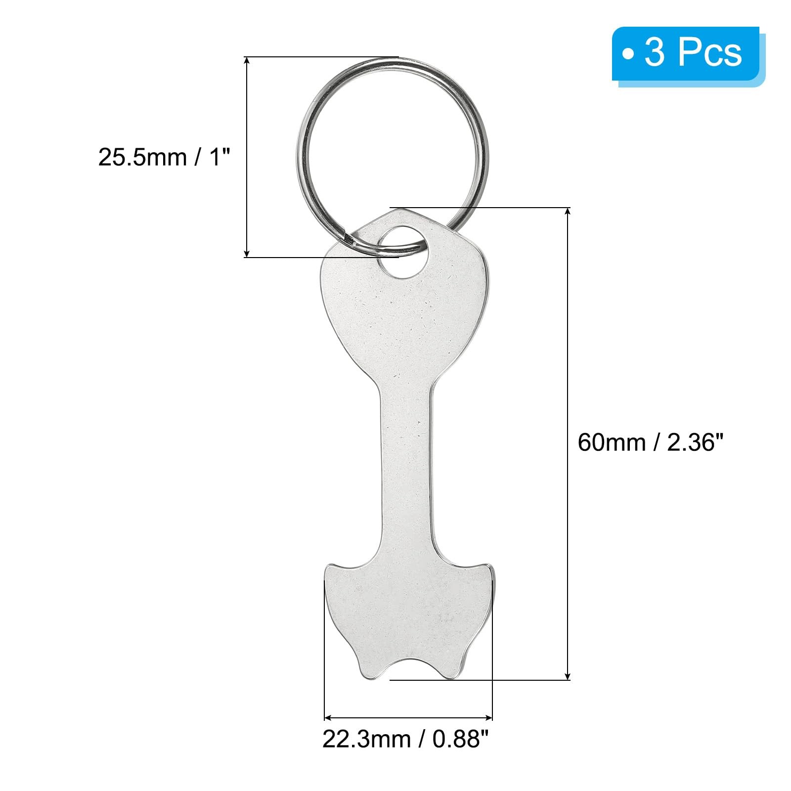 Shopping Cart Chip Keychain, 3 Pack 2.4 Inch Stainless Steel Cart Remover…