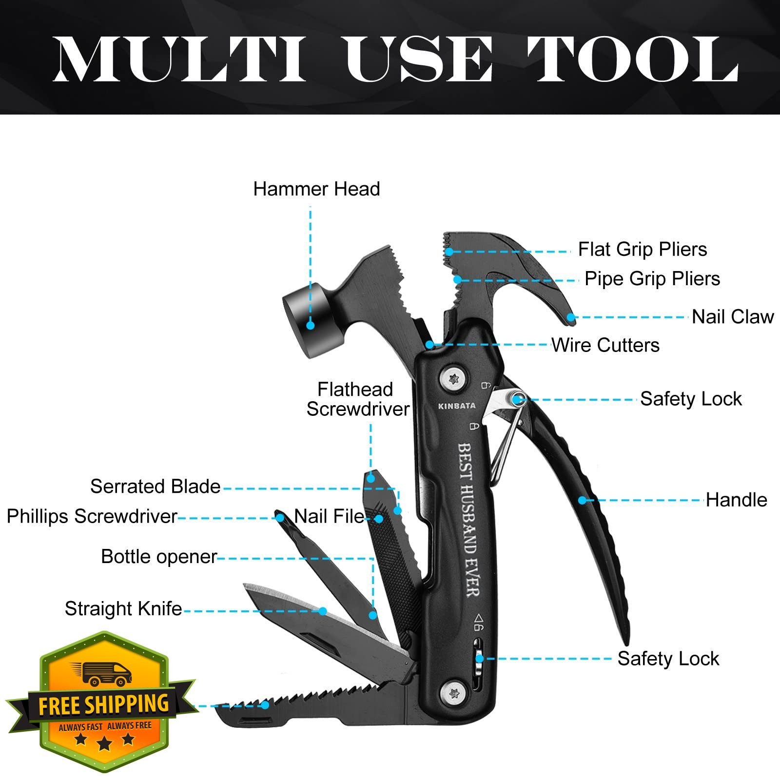 KINBATA Husband Multitool SET Anniversary Gift for Him