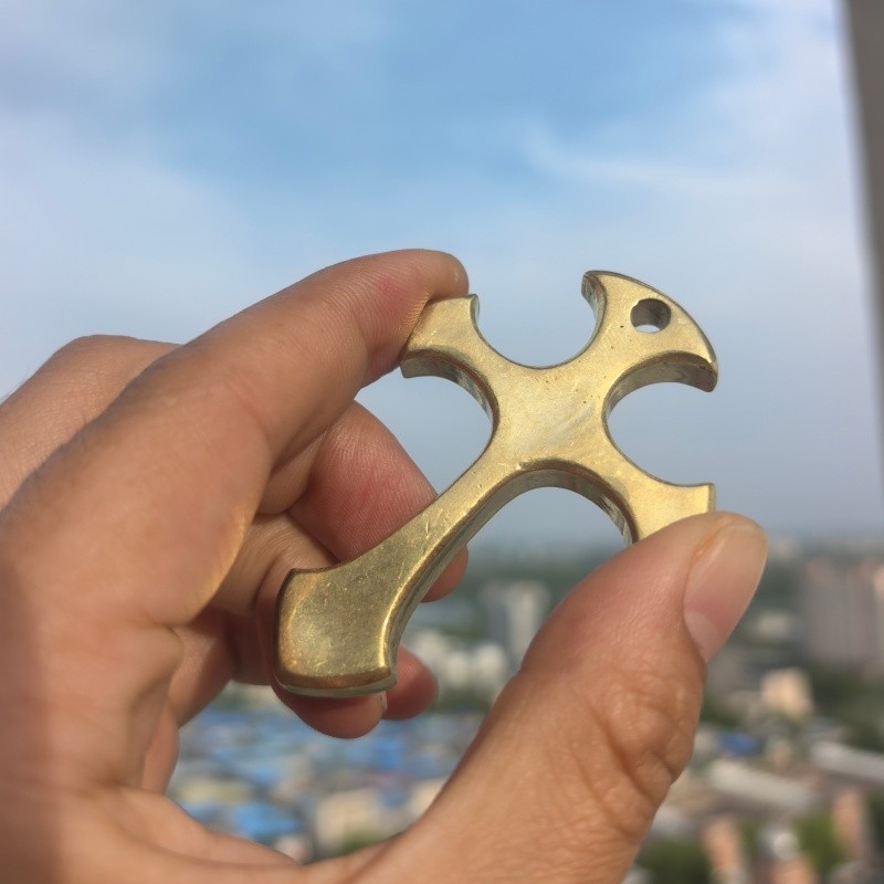 Unpolished – Brass Solid Cross Pendant EDC Tool