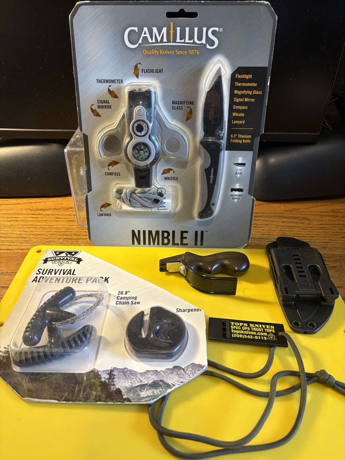 CAMILLUS NIMBLE II GIFT SET 6.5” TITANIUM KNIFE+CHAIN SAW+SHARPENERS+WHISTLE L33