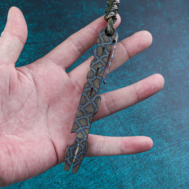 TC4 Titanium Alloy Pocket Pry Bar Pendant Crowbar Opener Multi Keychain EDC Tool