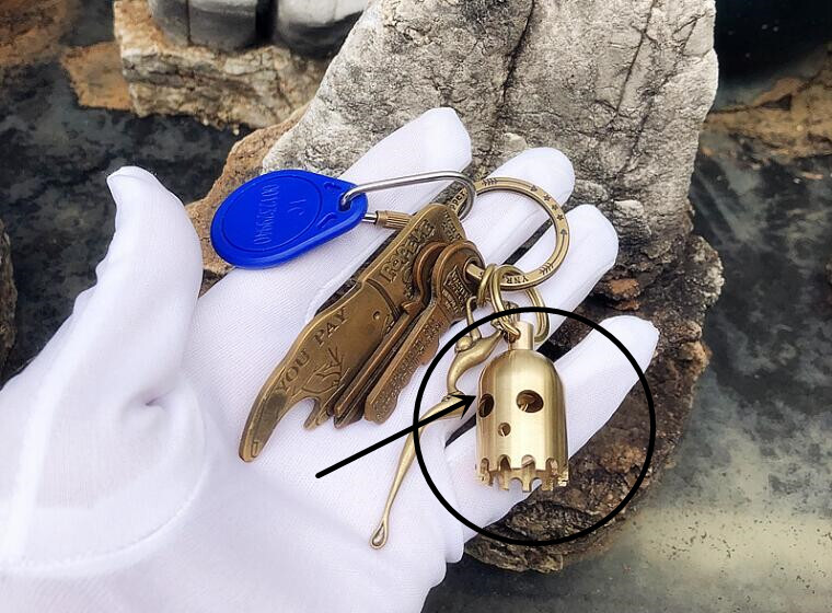 1PCS Small Brass Bell Wind Chime Rope Bead Penant Keychain EDC Pendant Ornament