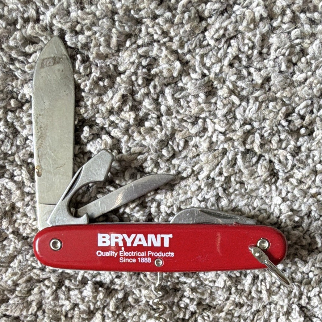 Bryant Red 5-Tool Multi-Tool Pocket Knife Corkscrew 2.5in Blade 3.5in