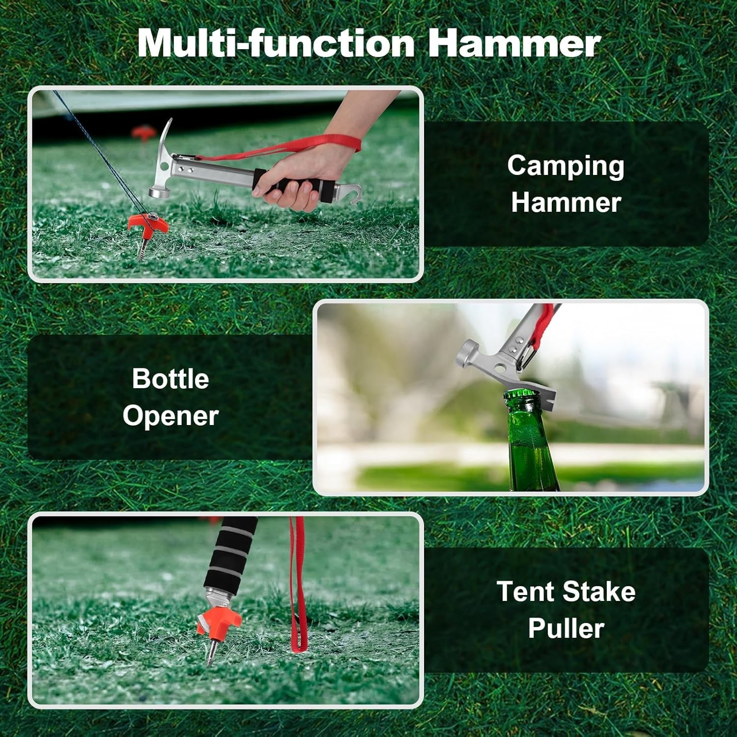 Durable Aluminum Tent Stake Hammer with Puller – Lightweight & Ergonomic Design